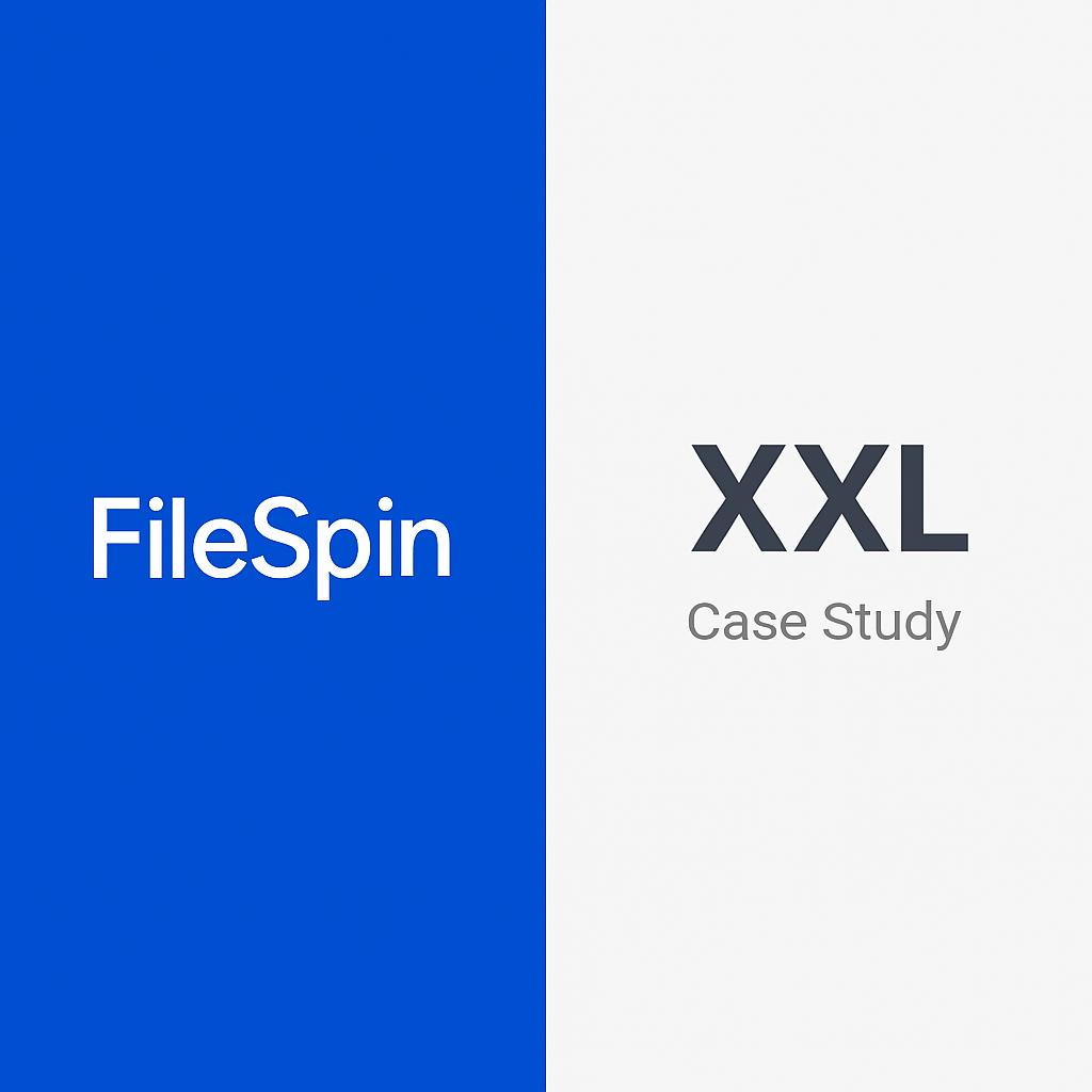 Create a minimal case study thumbnail image with text only no logosLayoutSplit composition  left section 40 in royal blue right section 60 in light gr-2